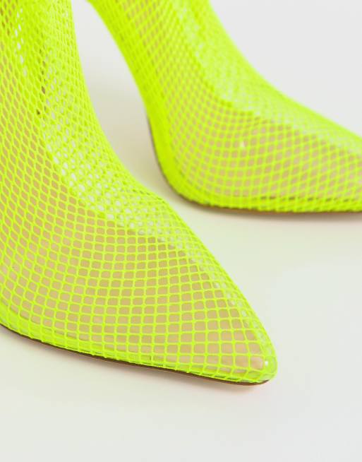 Neon yellow fishnet outlet heels