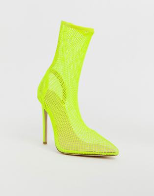 neon fishnet heels