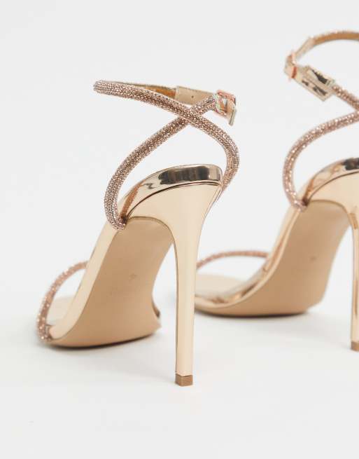 Sandali color oro con tacco shop