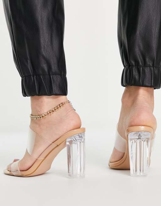 Simmi London – Sandalen in Natur mit transparentem Absatz, 2 von 4
