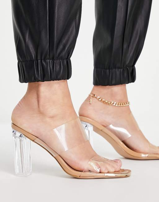 Simmi London - Sandali con tacco trasparenti e colore neutro