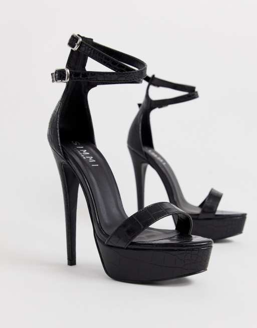 Simmi London Scandal Black Croc Platform Sandals Asos 