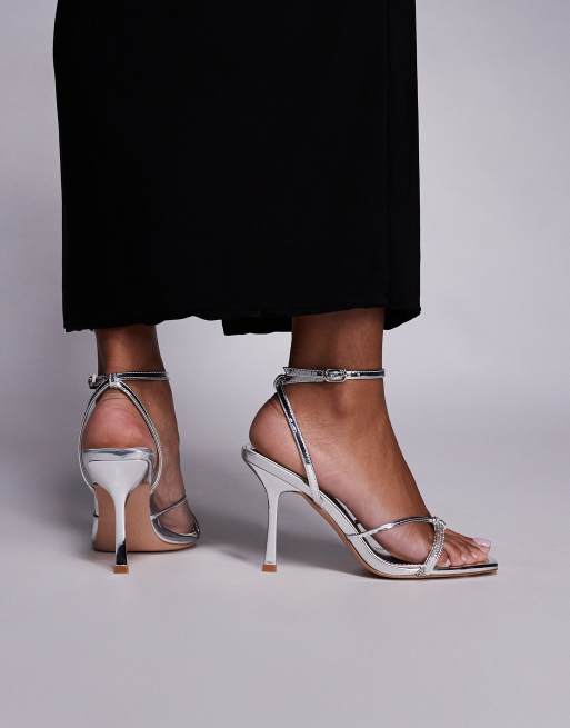 SIMMI London Sebelle embellished heeled sandals in silver mirror, 2 of 4