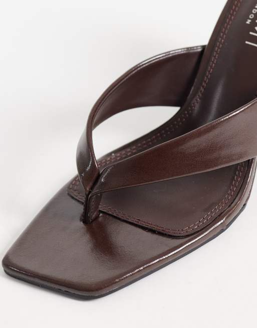 SIMMI London - Senia - Sandales compensées à entredoigt - Chocolat verni, 3 de 4