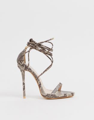 snake heeled sandals