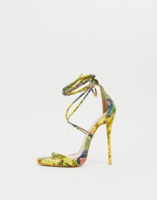 yellow snake print heels