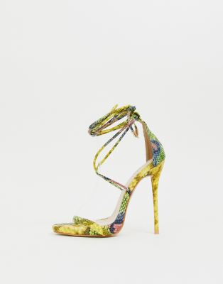 yellow snake print heels