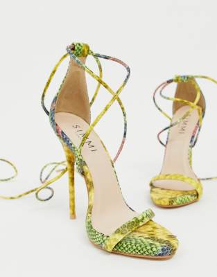 simmi vanessa snake clear detail toe loop heeled sandals