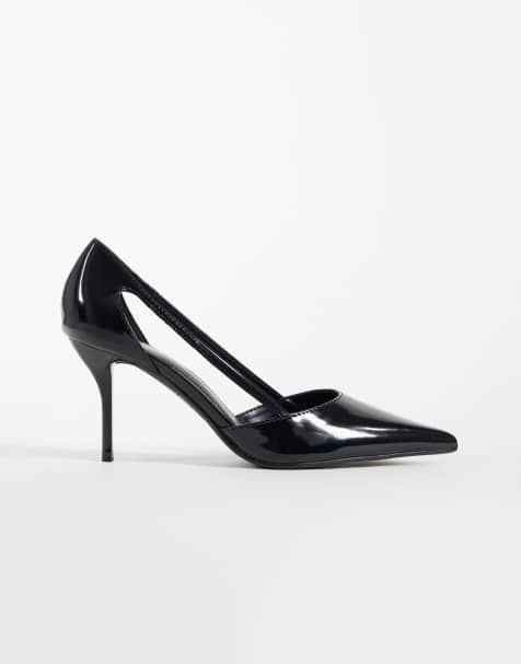Simmi London Shelli Pointed court shoe in Black PU - view 1