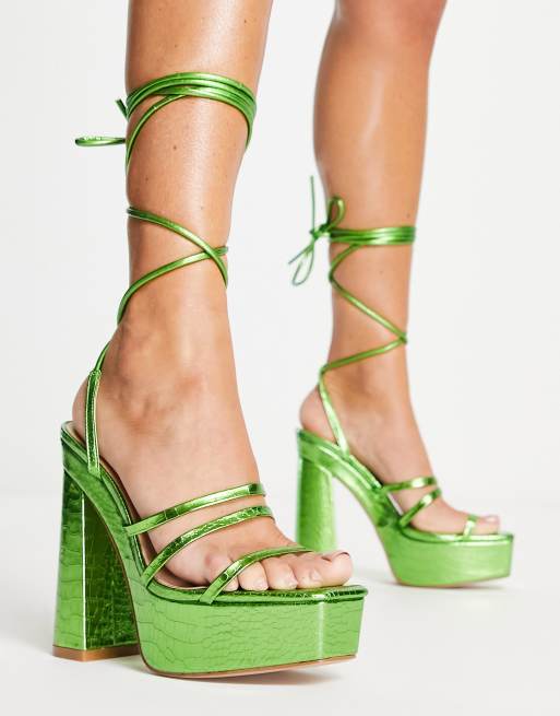 Green platform sale pumps