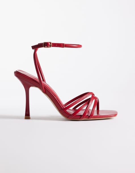 Simmi London – Sibelle – Riemchen-Sandaletten in Rot mit Absatz - view 1