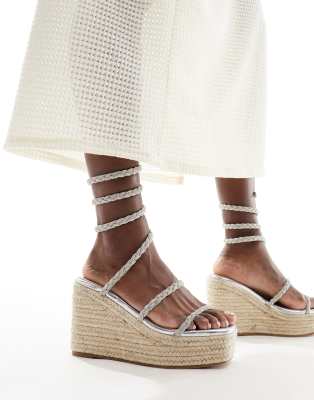 Simmi Shoes Simmi London Simona Embellished Espadrilles In Silver