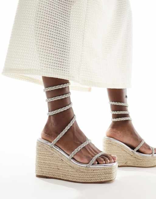 Simmi London - Simona - Espadrilles argento decorate