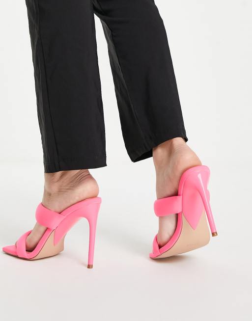 Pink high heel hot sale mules