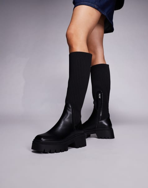 SIMMI London sock knee high boots in black - view 1