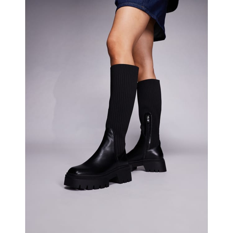 SIMMI London sock knee high boots in black ASOS