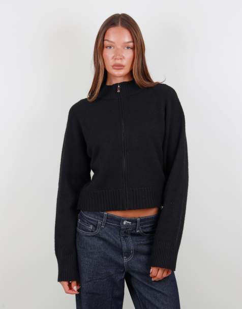 Simmi London Soft funnel neck zip through in black - view 1