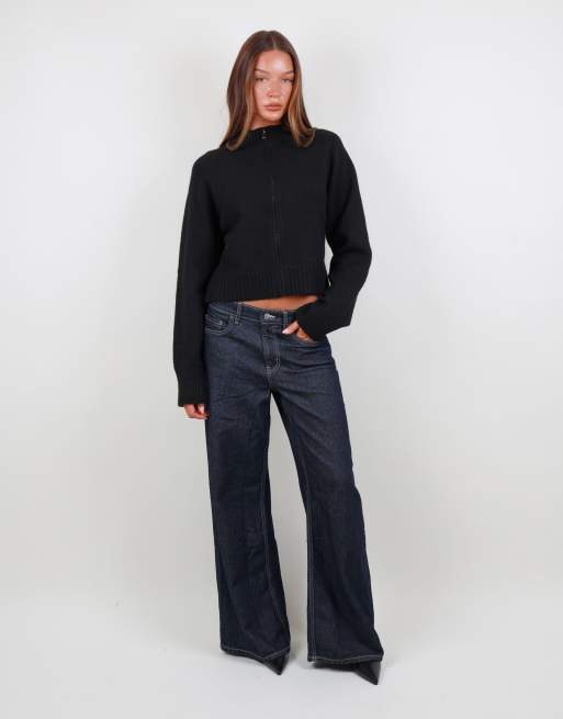Simmi London Soft funnel neck zip through in black, 4 of 4