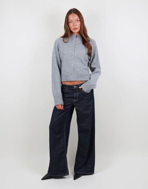 Simmi London Soft funnel neck zip through in grey, 2 of 4