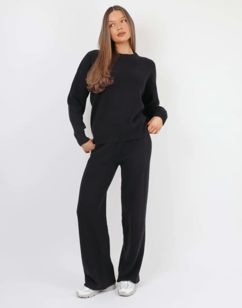 Simmi London Soft touch oversized crew neck in black - view 1