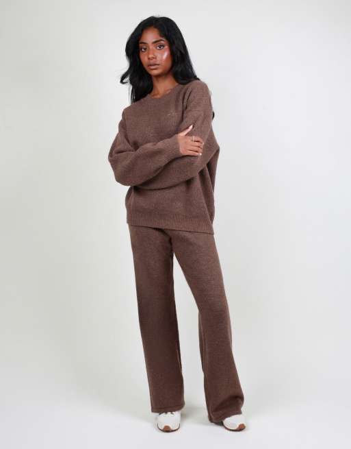 Simmi London Soft touch oversized crew neck in brown, 2 of 4