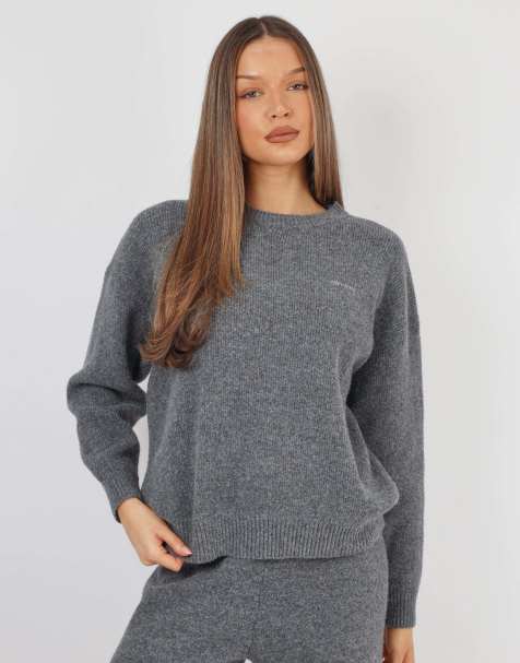 Simmi London Soft touch oversized crew neck in grey - view 1