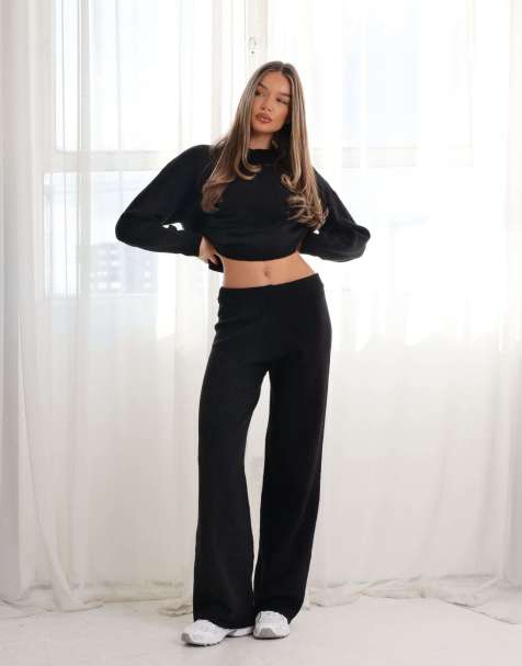 Simmi London Soft touch wide leg trouser in black