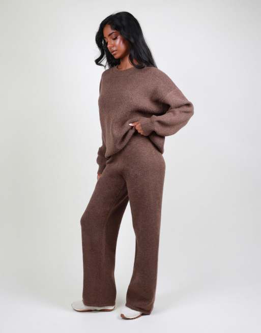 Simmi London Soft touch wide leg trouser in brown, 2 of 4