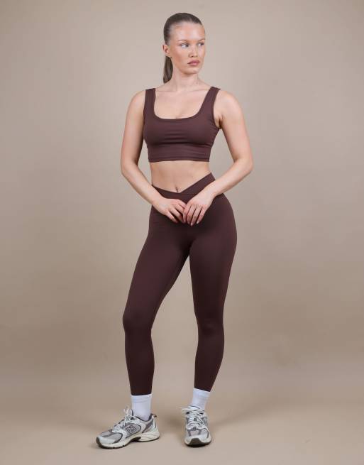 Simmi London Square neck cropped tank top in brown, 4 of 4