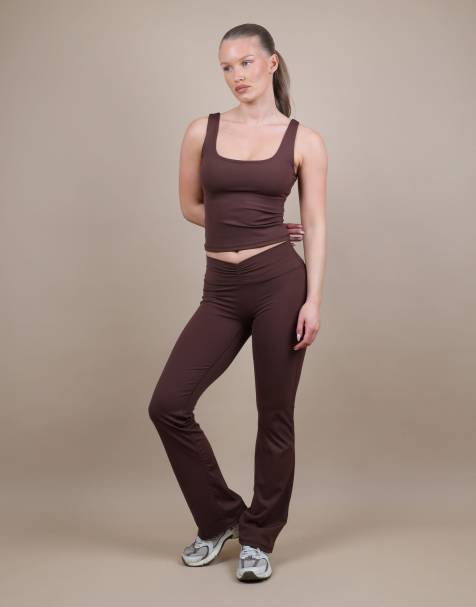 Simmi London Square neck tank top in brown - view 1