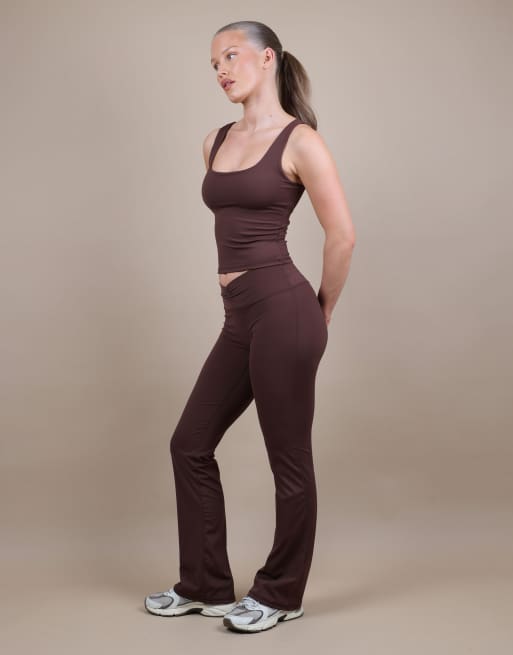 Simmi London Square neck tank top in brown, 2 of 4