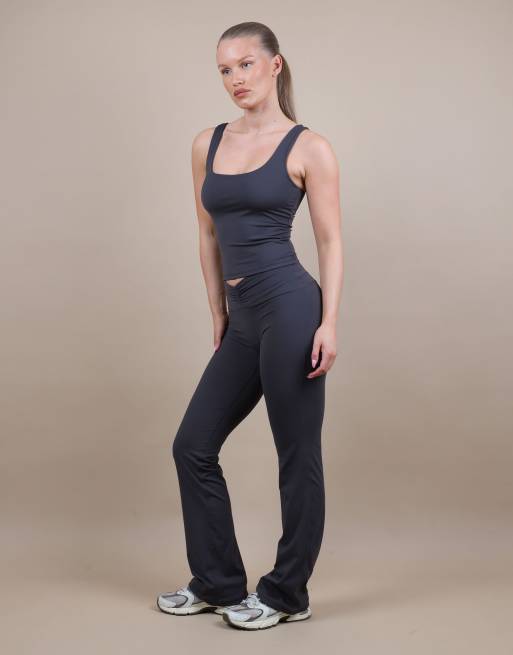 Simmi London Square neck tank top in dark grey, 3 of 4