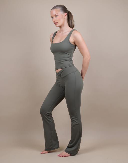 Simmi London Square neck tank top in olive, 2 of 4