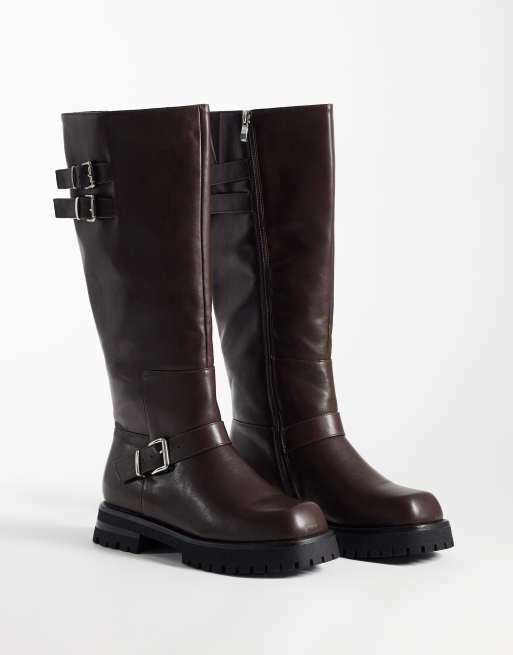 Simmi London stivali biker chunky con imbracatura marroni, 2 di 4