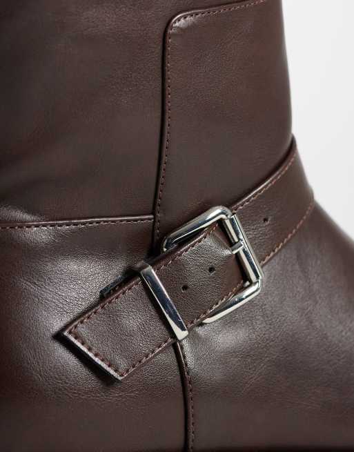 Simmi London stivali biker chunky con imbracatura pianta larga marroni, 3 di 4