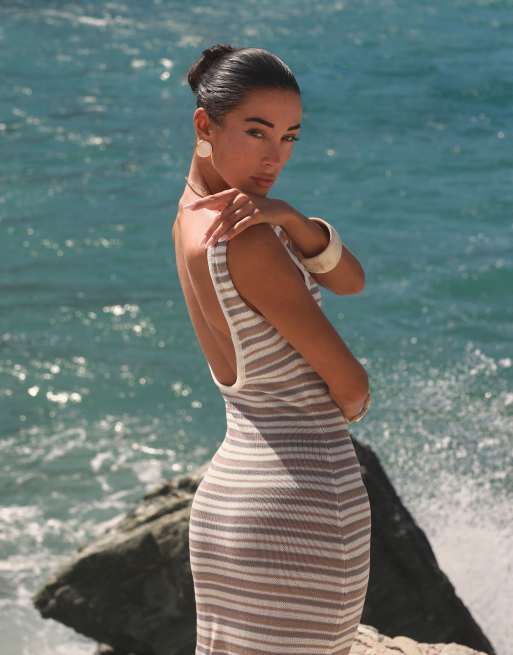 Simmi London Stripe knitted maxi beach dress in multi, 2 of 4