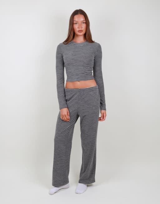 Simmi London Super soft stripe trouser in grey, 3 of 4