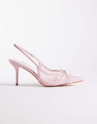 Simmi London - Susanna - Absatzschuhe aus Netzstoff in Rosa mit Fersenriemen