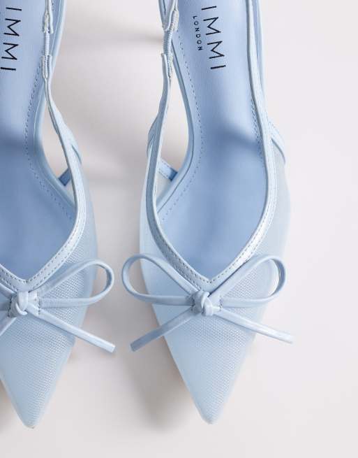 Simmi London Susanna slingback heeled shoes in blue mesh, 2 of 4
