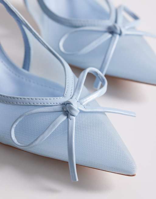 Simmi London Susanna slingback heeled shoes in blue mesh, 4 of 4