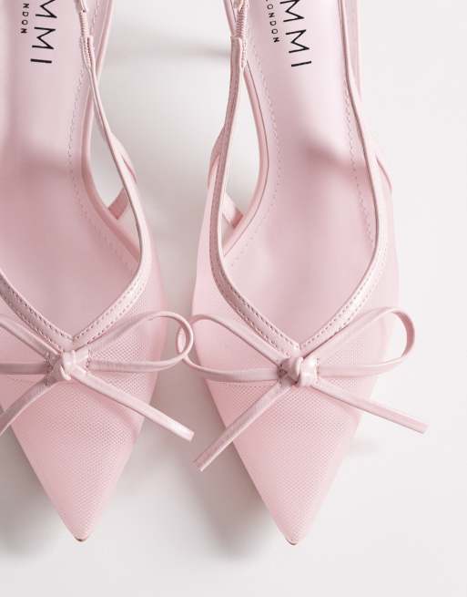 Simmi London Susanna slingback heeled shoes in pink mesh, 2 of 4