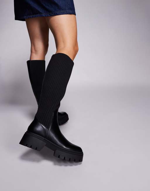Simmi London – Svarta, knähöga sockboots i bred passform, 4 av 4