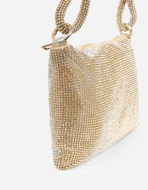 Simmi London Talia diamante shoulder bag in gold, 2 of 4