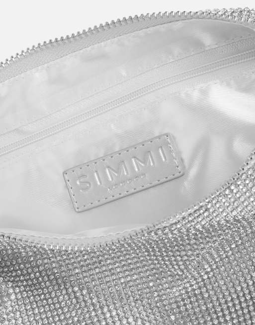 Simmi London Talia diamante shoulder bag in silver, 4 of 4