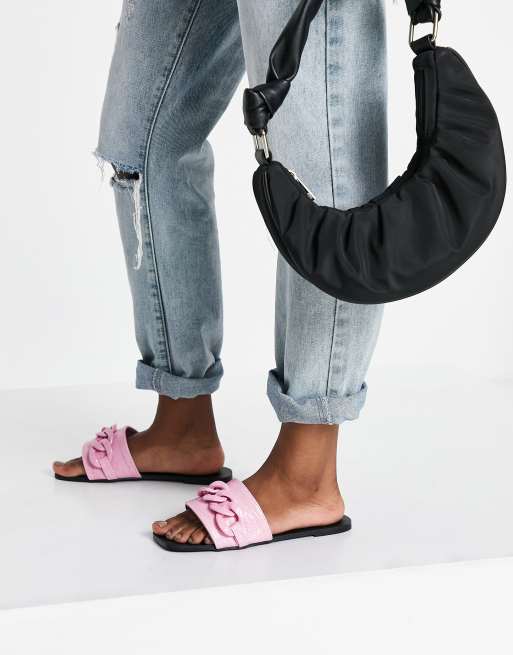 Simmi London - Tashina - Mules effet croco avec chaîne - Rose, 3 de 4