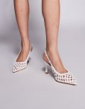 [SIMMI Shoes] Simmi London Teaganne woven heeled slingback shoes in white PU 40 White pu