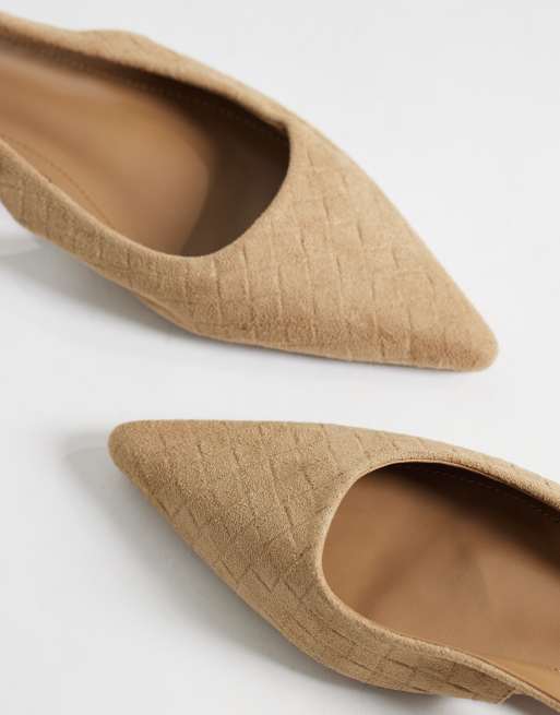 SIMMI London Teri slingback pointed flat shoes in embossed beige, 3 of 4