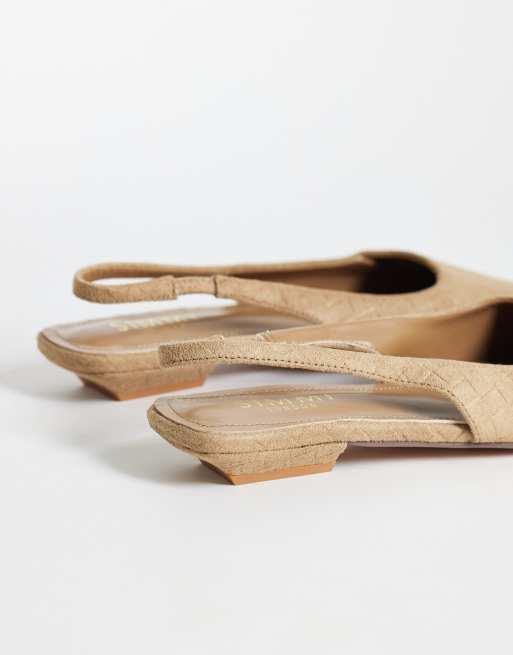 SIMMI London Teri slingback pointed flat shoes in embossed beige, 4 of 4