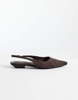 Simmi Shoes Simmi London Teri Slingback Pointed Flat Shoes In Brown