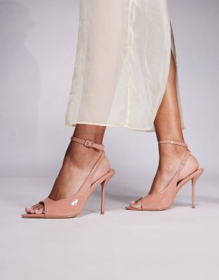 Simmi London Theodosia Wide Fit high heeled sandal with tie detail in beige